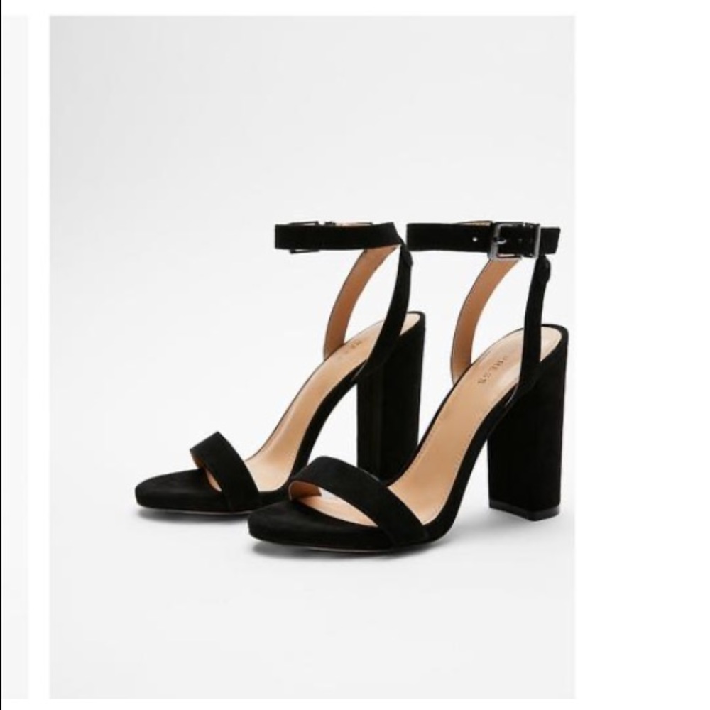 Express simple black heeled strappy sandals